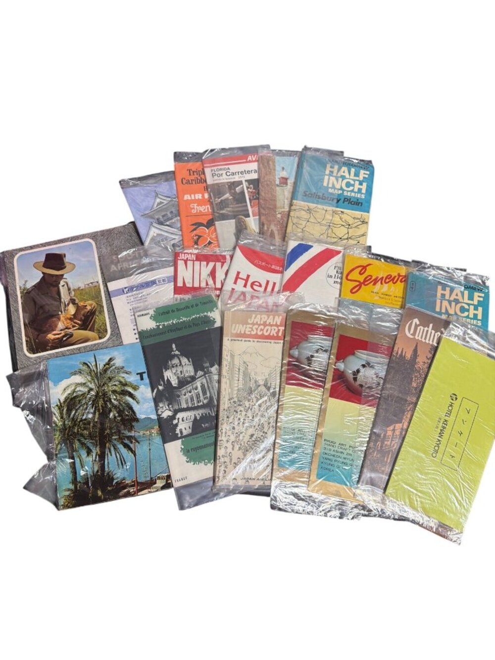 Vtg 19 piece Travel Brochure Map Lot Japan France Korea South Africa Ephemera